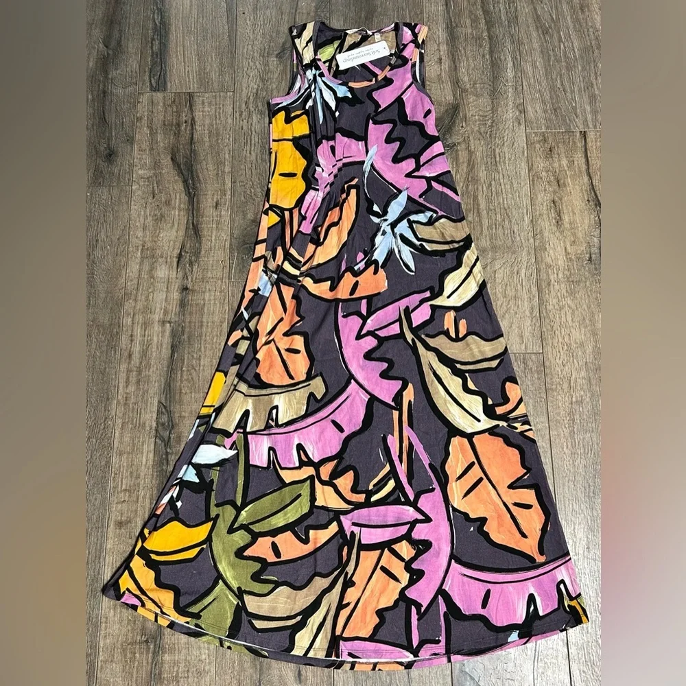 Soft Surroundings Maxi Joylyn maxi Dress, multi Leaf print Size PXS - NWT - Picture 3 of 6